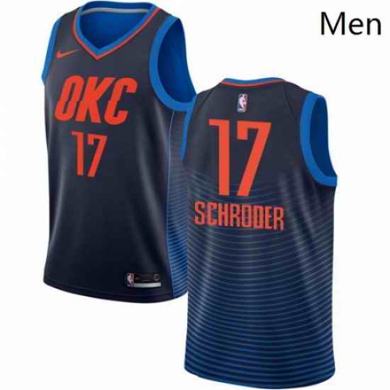 Mens Nike Oklahoma City Thunder 17 Dennis Schroder Swingman Navy Blue NBA Jersey Statement Edition